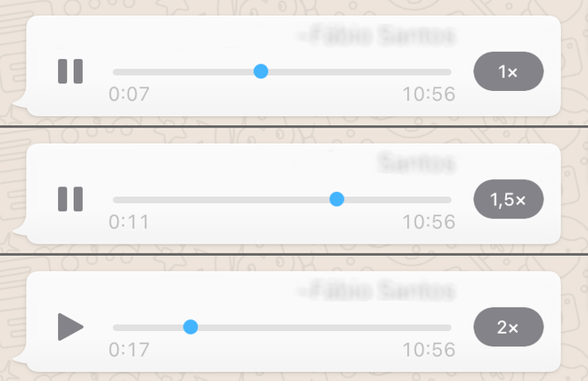 Velocidade de áudio no WhatsApp